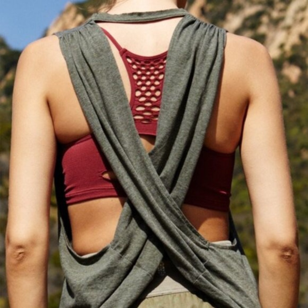 Free People Movement NO SWEAT ARMY GREEN TANK TOP